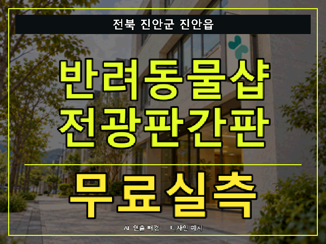 전북 진안군 진안읍 반려동물샵 전광판간판 무료실측 안내 썸네일 · AI 연출 배경