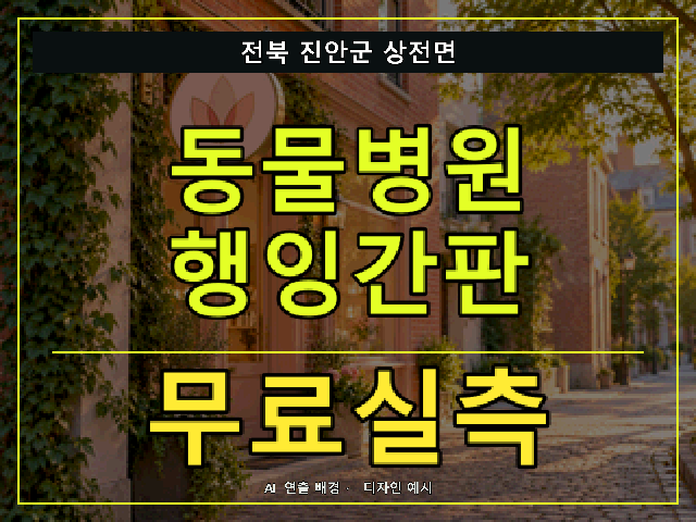 전북 진안군 상전면 동물병원 행잉간판 무료실측 안내 썸네일 · AI 연출 배경