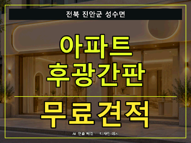 전북 진안군 성수면 아파트 후광간판 무료견적 안내 썸네일 · AI 연출 배경