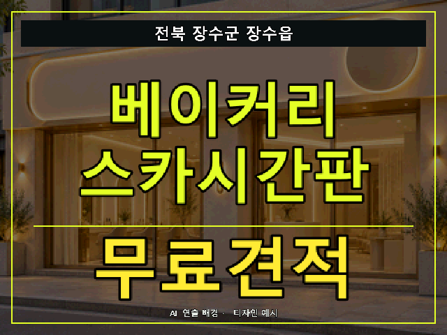 전북 장수군 장수읍 베이커리 스카시간판 무료견적 안내 썸네일 · AI 연출 배경