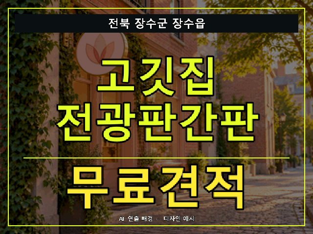 전북 장수군 장수읍 고깃집 전광판간판 무료견적 안내 썸네일 · AI 연출 배경