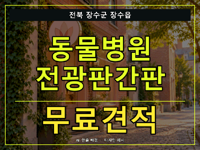 전북 장수군 장수읍 동물병원 전광판간판 무료견적 안내 썸네일 · AI 연출 배경