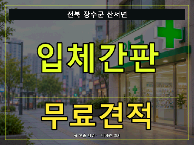 전북 장수군 산서면 입체간판 무료견적 안내 썸네일 · AI 연출 배경