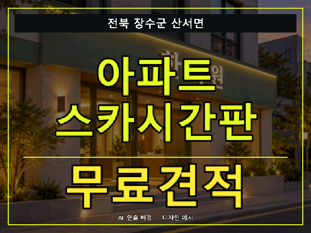 전북 장수군 산서면 아파트 스카시간판 무료견적 안내 썸네일 · AI 연출 배경
