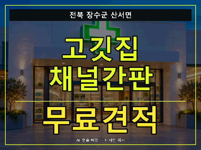 전북 장수군 산서면 고깃집 채널간판 무료견적 안내 썸네일 · AI 연출 배경