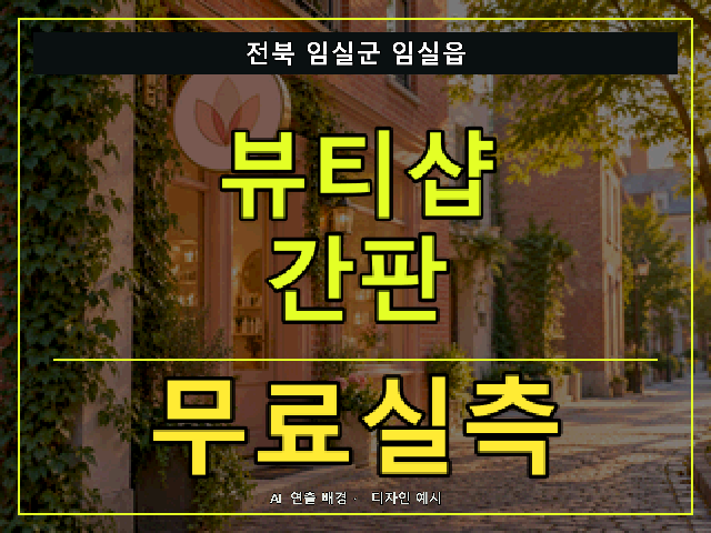 전북 임실군 임실읍 뷰티샵 간판 무료실측 안내 썸네일 · AI 연출 배경