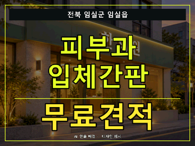 전북 임실군 임실읍 피부과 입체간판 무료견적 안내 썸네일 · AI 연출 배경