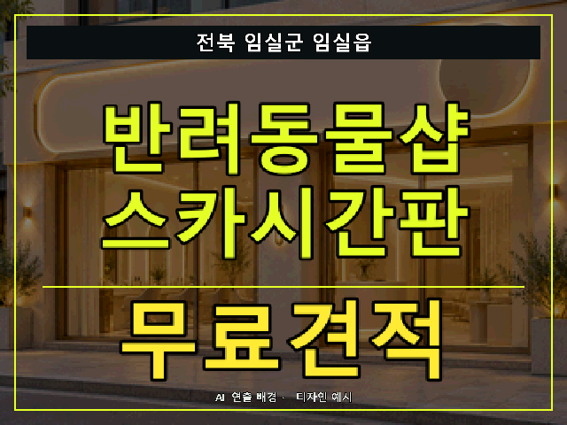 전북 임실군 임실읍 반려동물샵 스카시간판 무료견적 안내 썸네일 · AI 연출 배경