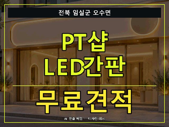 전북 임실군 오수면 PT샵 LED간판 무료견적 안내 썸네일 · AI 연출 배경