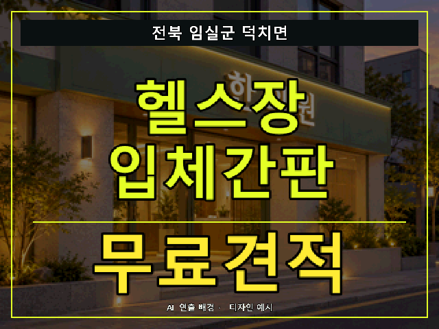 전북 임실군 덕치면 헬스장 입체간판 무료견적 안내 썸네일 · AI 연출 배경