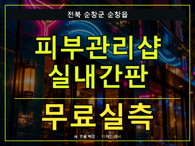 전북 순창군 순창읍 피부관리샵 실내간판 무료실측 안내 썸네일 · AI 연출 배경