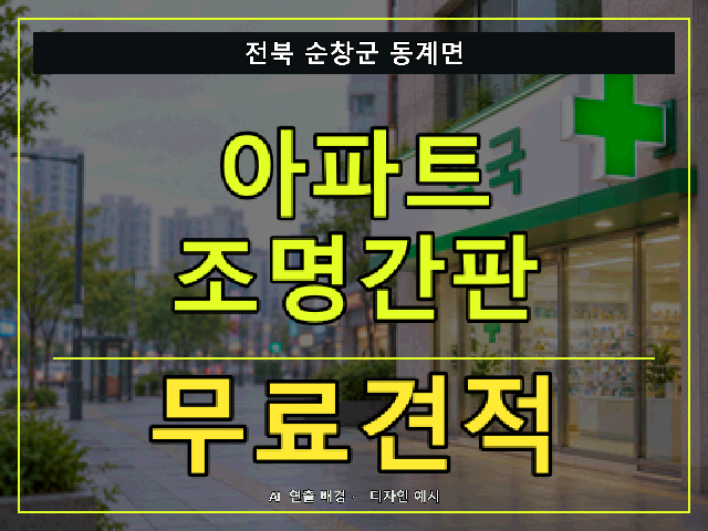전북 순창군 동계면 아파트 조명간판 무료견적 안내 썸네일 · AI 연출 배경