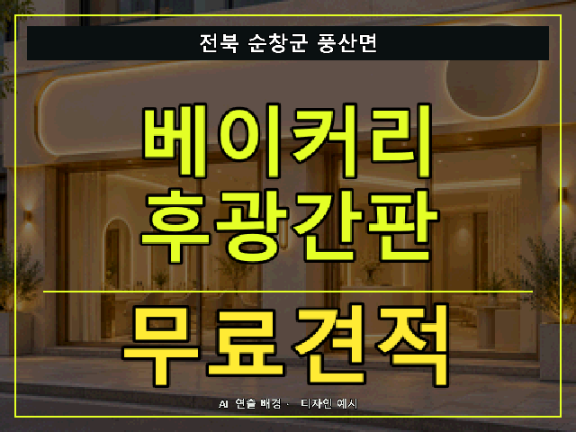 전북 순창군 풍산면 베이커리 후광간판 무료견적 안내 썸네일 · AI 연출 배경