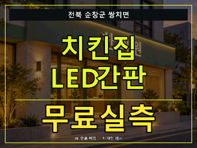 전북 순창군 쌍치면 치킨집 LED간판 무료실측 안내 썸네일 · AI 연출 배경