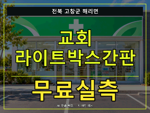 전북 고창군 해리면 교회 라이트박스간판 무료실측 안내 썸네일 · AI 연출 배경