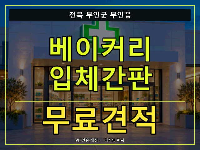 전북 부안군 부안읍 베이커리 입체간판 무료견적 안내 썸네일 · AI 연출 배경