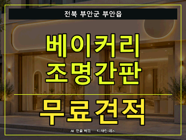 전북 부안군 부안읍 베이커리 조명간판 무료견적 안내 썸네일 · AI 연출 배경