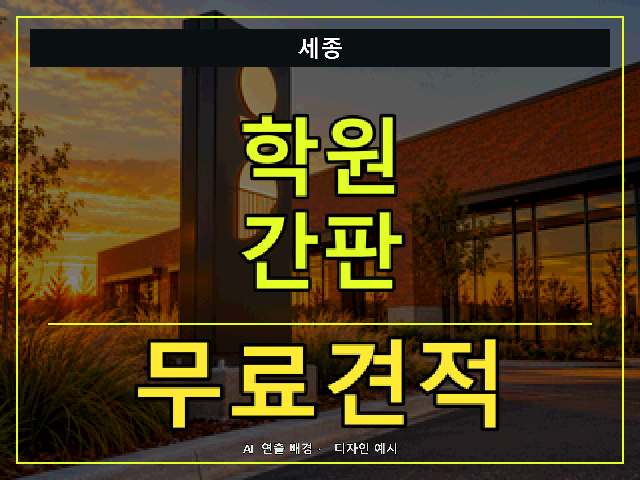 세종 학원 간판 무료견적 안내 썸네일 · AI 연출 배경