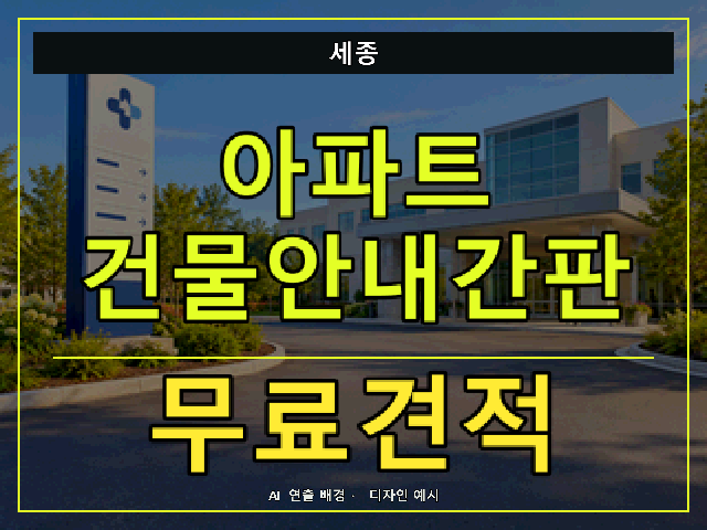 세종 아파트 건물안내간판 무료견적 안내 썸네일 · AI 연출 배경