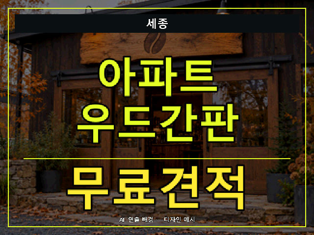 세종 아파트 우드간판 무료견적 안내 썸네일 · AI 연출 배경