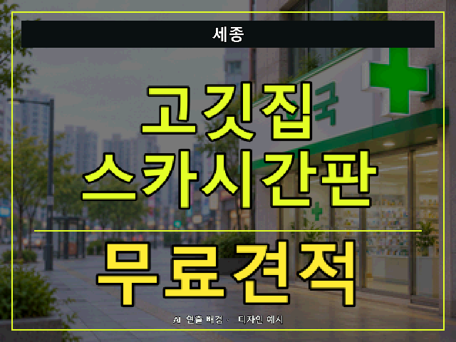 세종 고깃집 스카시간판 무료견적 안내 썸네일 · AI 연출 배경