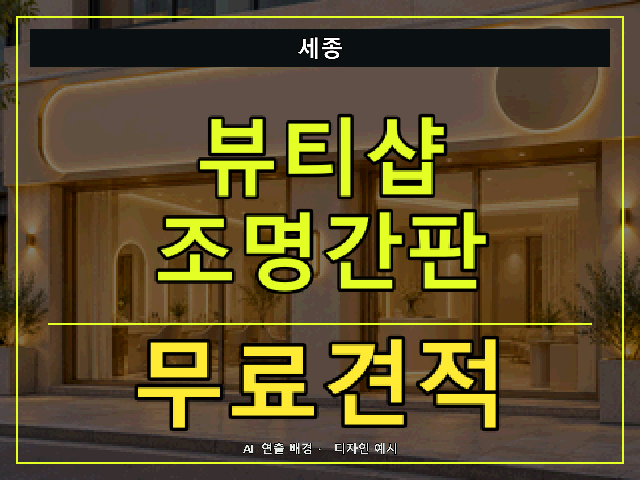 세종 뷰티샵 조명간판 무료견적 안내 썸네일 · AI 연출 배경