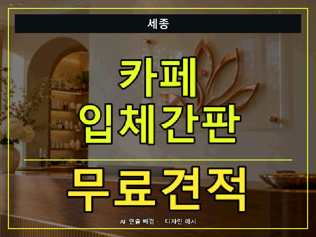 세종 카페 입체간판 무료견적 안내 썸네일 · AI 연출 배경