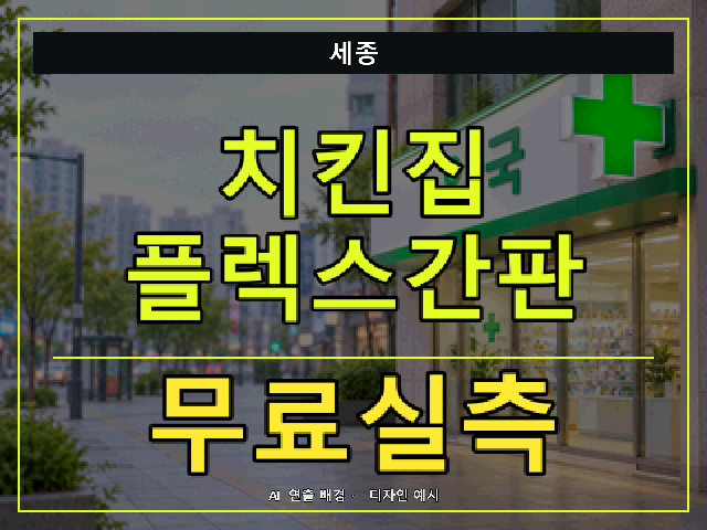 세종 치킨집 플렉스간판 무료실측 안내 썸네일 · AI 연출 배경