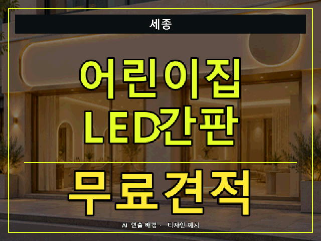 세종 어린이집 LED간판 무료견적 안내 썸네일 · AI 연출 배경