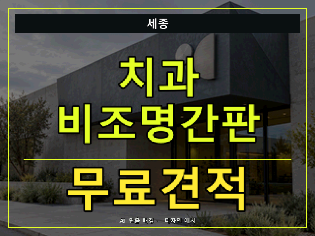 세종 치과 비조명간판 무료견적 안내 썸네일 · AI 연출 배경