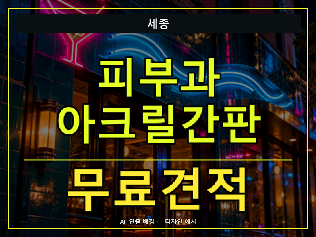 세종 피부과 아크릴간판 무료견적 안내 썸네일 · AI 연출 배경