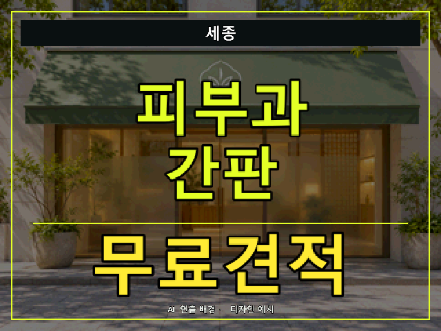 세종 피부과 간판 무료견적 안내 썸네일 · AI 연출 배경