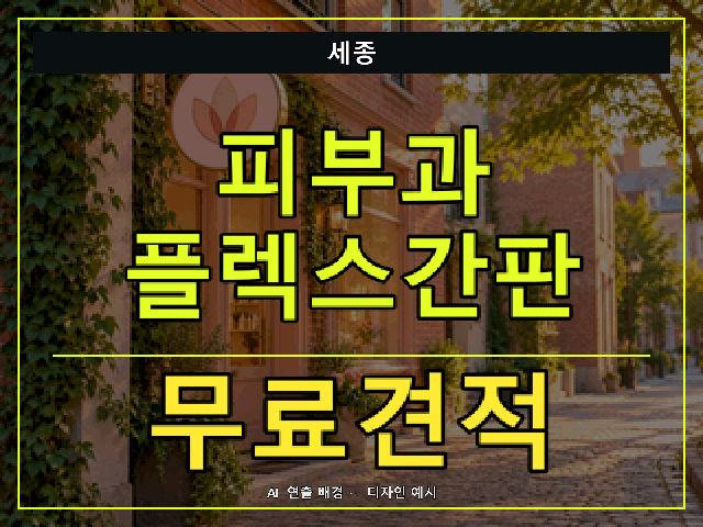 세종 피부과 플렉스간판 무료견적 안내 썸네일 · AI 연출 배경