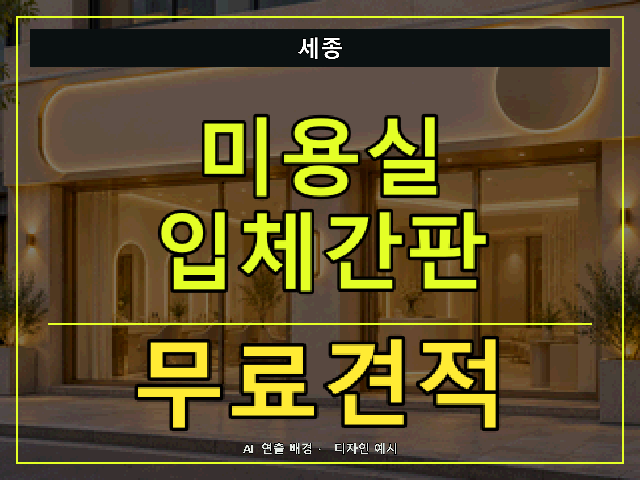 세종 미용실 입체간판 무료견적 안내 썸네일 · AI 연출 배경
