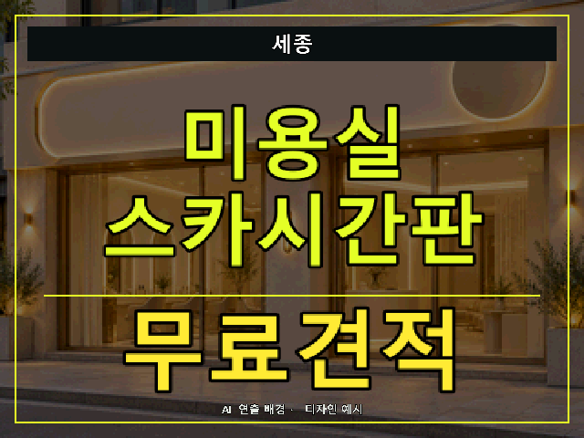 세종 미용실 스카시간판 무료견적 안내 썸네일 · AI 연출 배경