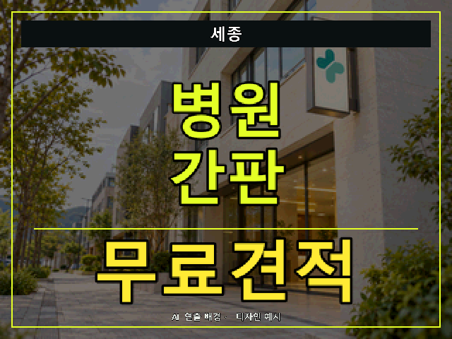 세종 병원 간판 무료견적 안내 썸네일 · AI 연출 배경