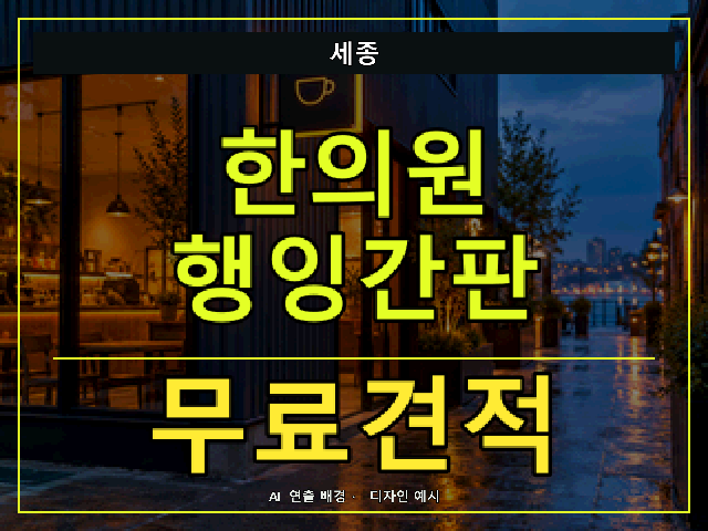 세종 한의원 행잉간판 무료견적 안내 썸네일 · AI 연출 배경