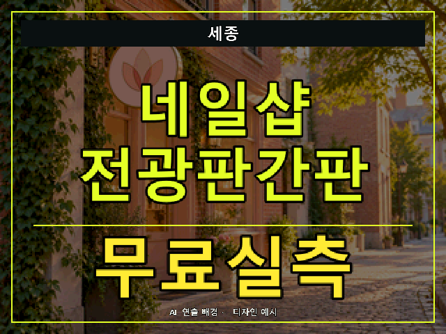 세종 네일샵 전광판간판 무료실측 안내 썸네일 · AI 연출 배경