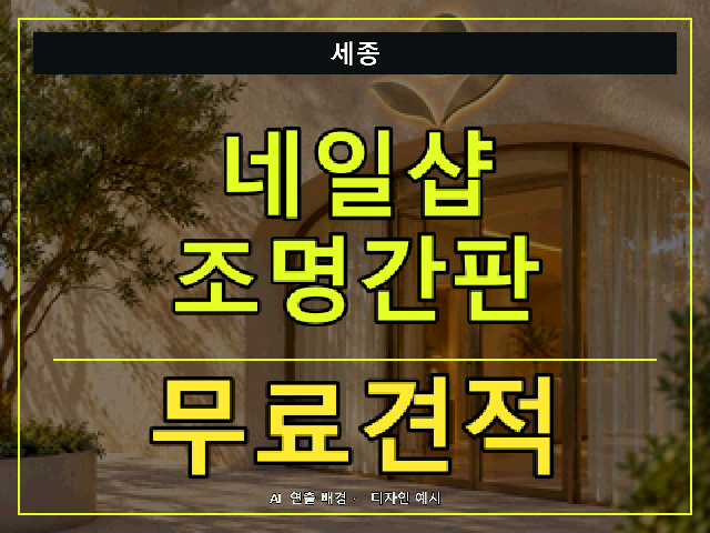 세종 네일샵 조명간판 무료견적 안내 썸네일 · AI 연출 배경