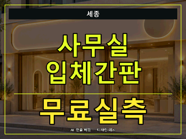 세종 사무실 입체간판 무료실측 안내 썸네일 · AI 연출 배경