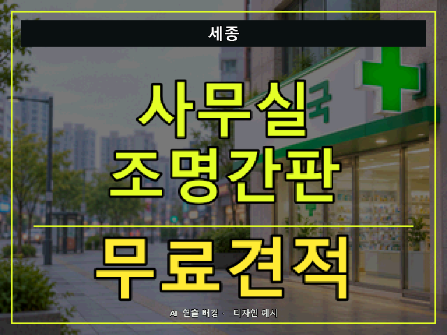 세종 사무실 조명간판 무료견적 안내 썸네일 · AI 연출 배경