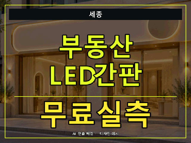 세종 부동산 LED간판 무료실측 안내 썸네일 · AI 연출 배경