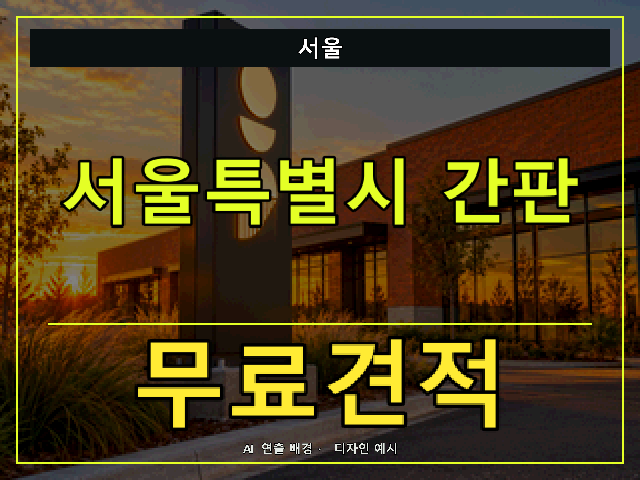 서울 간판 제작 무료견적 안내 썸네일 · AI 연출 배경
