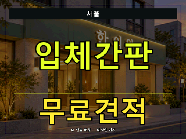 서울 입체간판 무료견적 안내 썸네일 · AI 연출 배경
