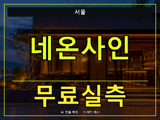 서울 네온사인 무료실측 안내 썸네일 · AI 연출 배경