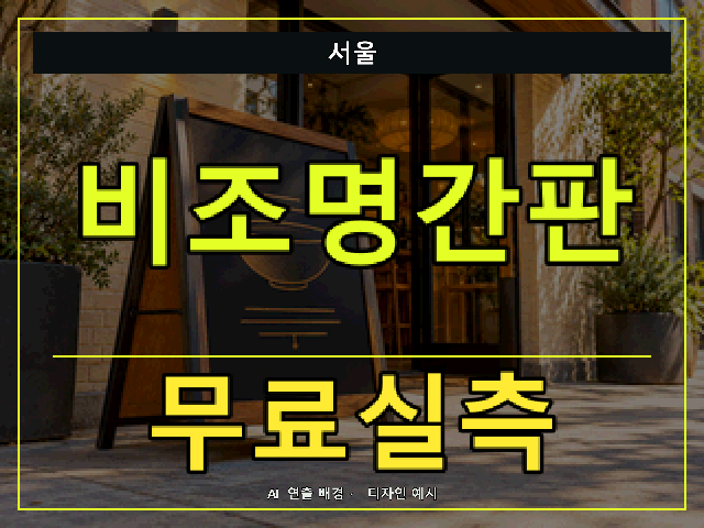 서울 비조명간판 무료실측 안내 썸네일 · AI 연출 배경