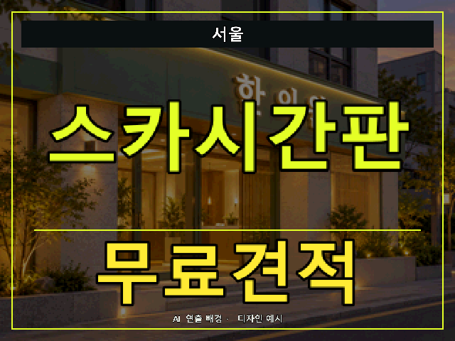 서울 스카시간판 무료견적 안내 썸네일 · AI 연출 배경