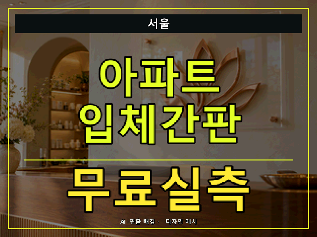 서울 아파트 입체간판 무료실측 안내 썸네일 · AI 연출 배경