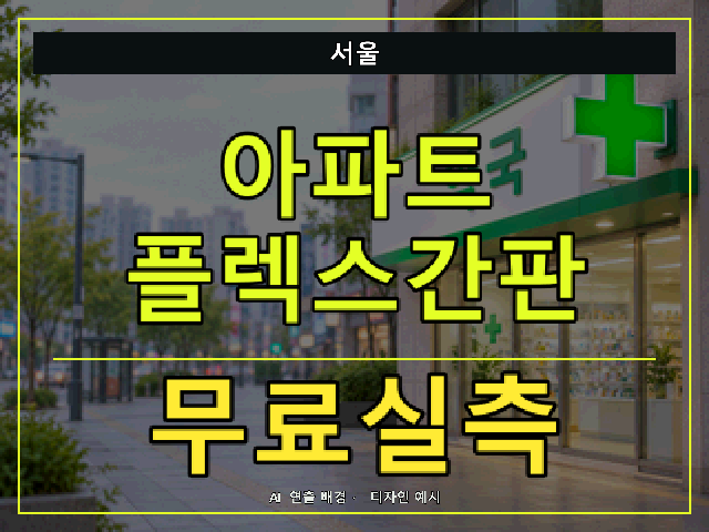 서울 아파트 플렉스간판 무료실측 안내 썸네일 · AI 연출 배경