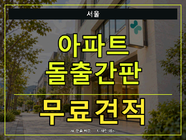 서울 아파트 돌출간판 무료견적 안내 썸네일 · AI 연출 배경